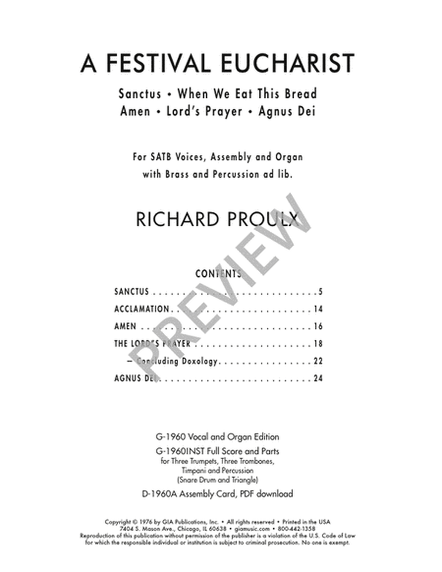A Festival Eucharist - Full Score and Parts