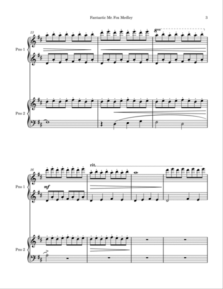 Fantastic Mr. Fox - Opening Title 1 Piano, 4-Hands scores gallery preview page 3