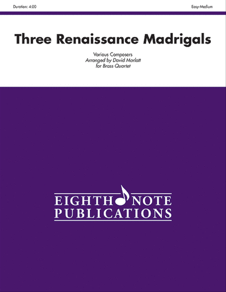 Three Renaissance Madrigals Brass Quartet scores gallery preview page 1