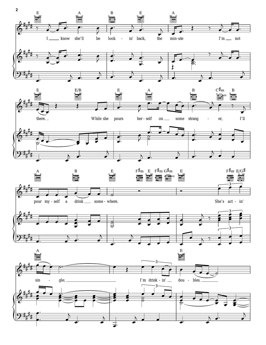She's Actin' Single (I'm Drinkin' Doubles) Acoustic Guitar scores gallery preview page 2