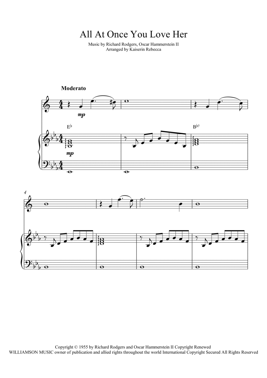 All At Once You Love Her Alto Saxophone scores gallery preview page 1