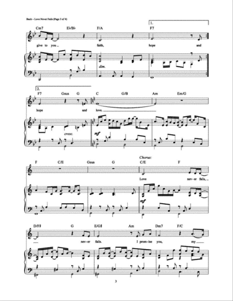 Love Never Fails Love Never Fails Piano, Vocal, Guitar scores gallery preview page 3