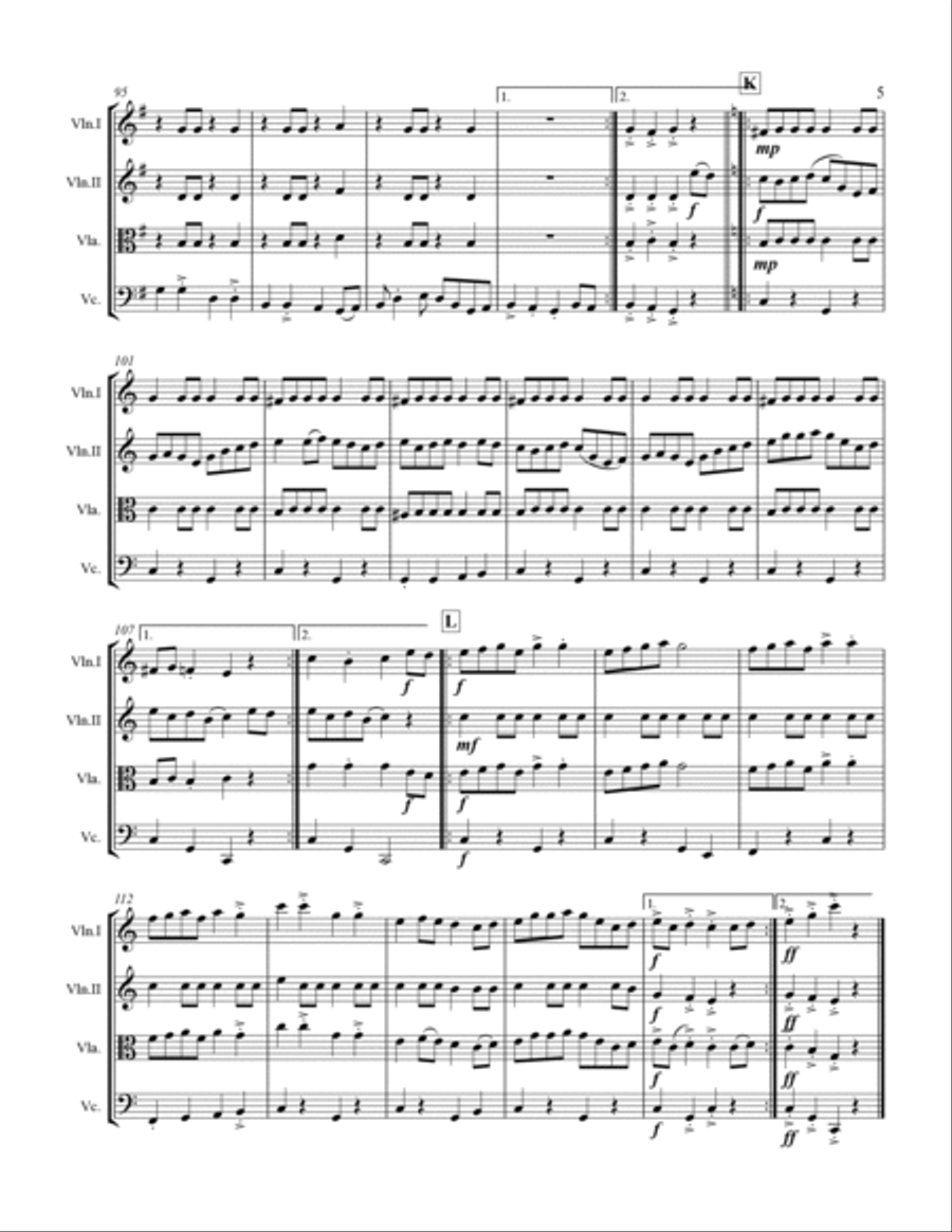 Fiddle Tunes Medley (for String Quartet) String Quartet scores gallery preview page 6