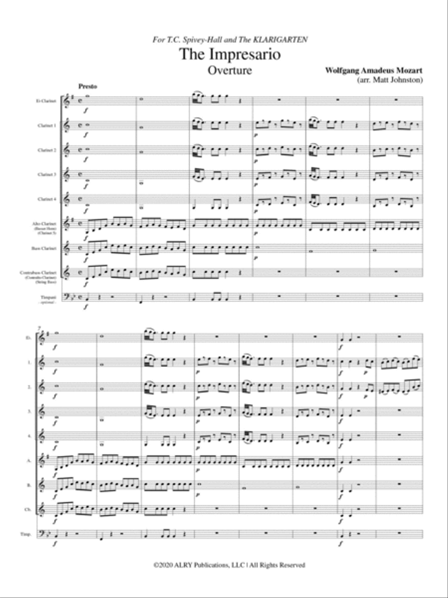 The Impresario Overture for Clarinet Choir Clarinet Choir scores gallery preview page 2