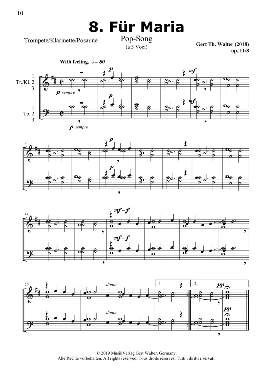 For Maria (from Brass Pop Romanticists) For Maria (from Brass Pop Romanticists) Clarinet scores gallery preview page 1