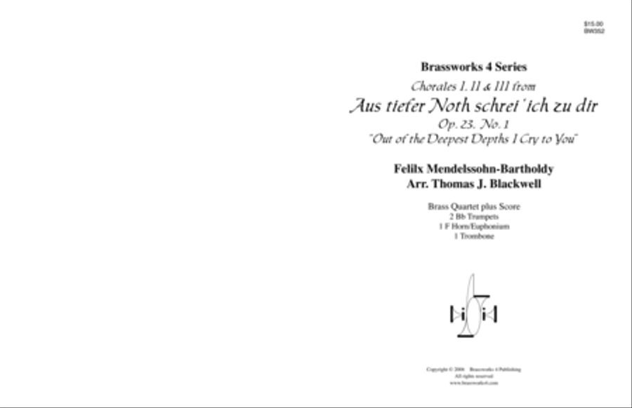 Aus tiefer Noth schrei 'ich zu dir, Op. 23, No. 1 Brass Quartet scores gallery preview page 1