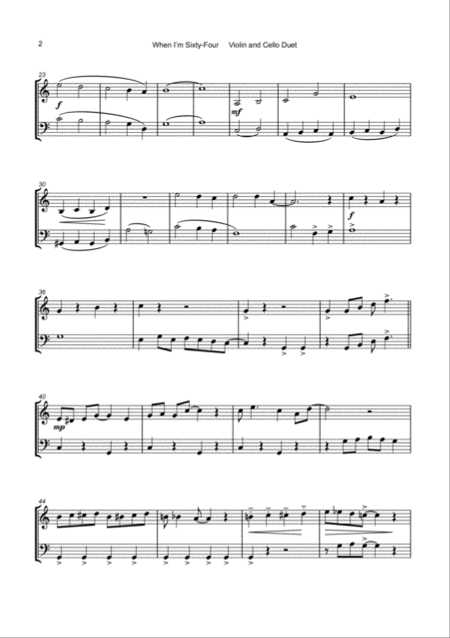 When I'm Sixty-four String Duet scores gallery preview page 3