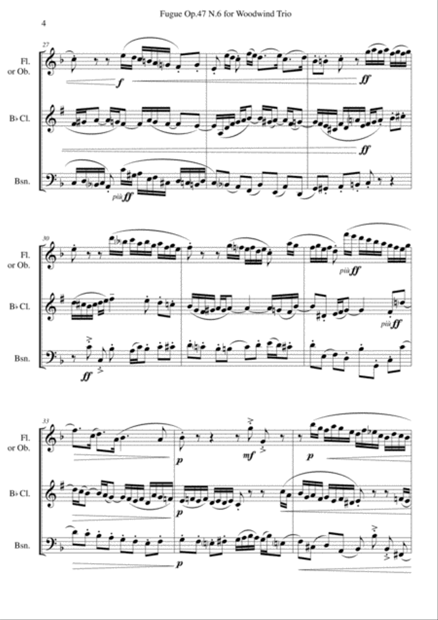 Fugue Op.47 N.6 for Woodwind Trio Woodwind Quintet scores gallery preview page 4