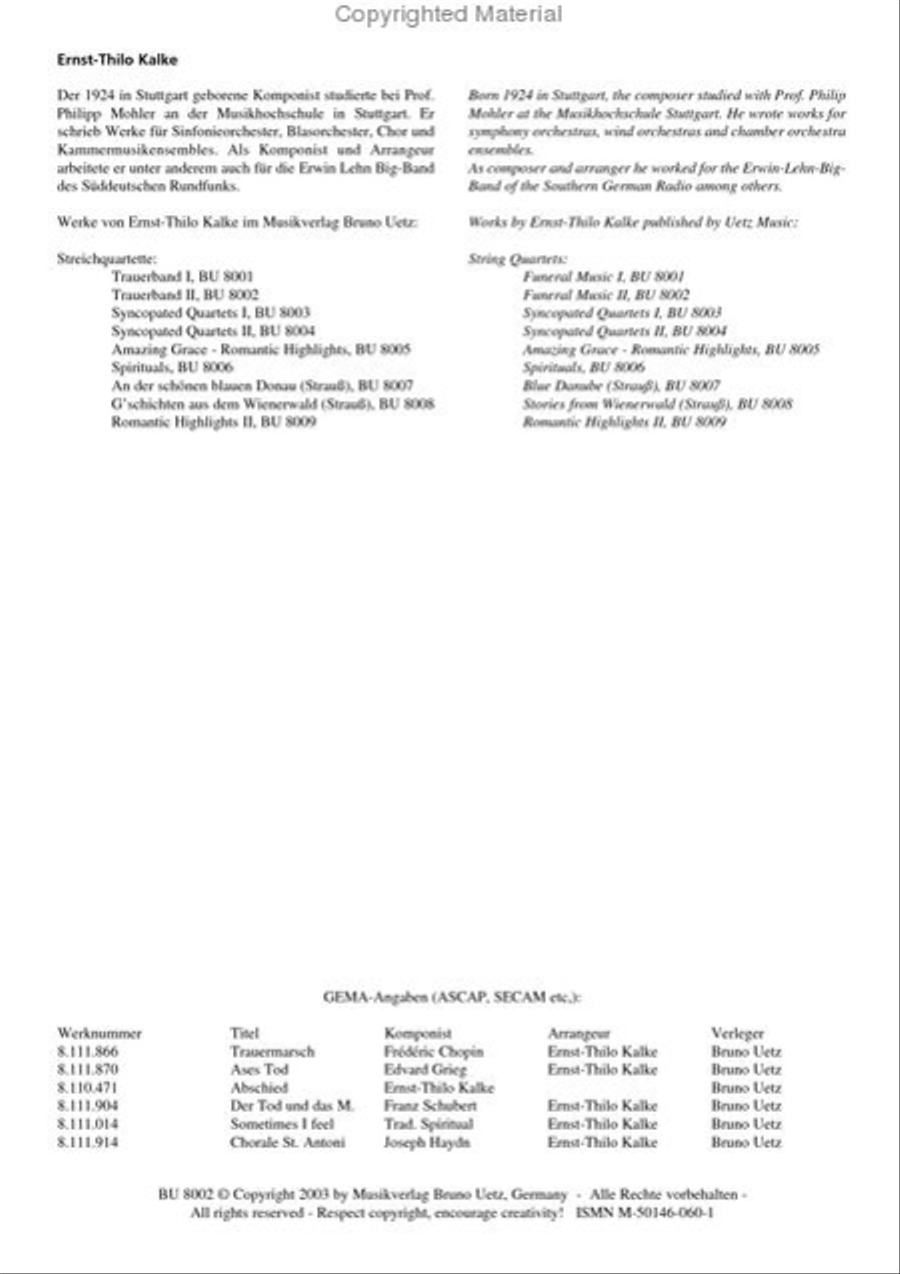 Funeral Music 2 String Quartet scores gallery preview page 3