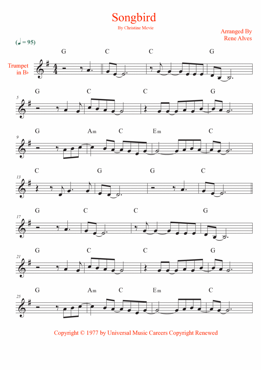 Songbird Songbird B-Flat Trumpet scores gallery preview page 1