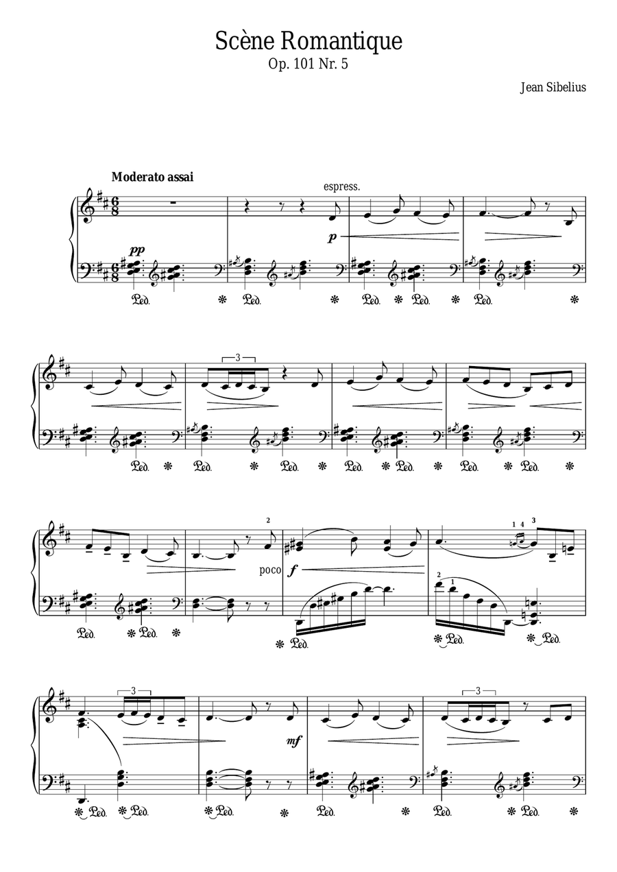 5 Morceaux Romantiques, Op.101 - V. Scene Romantique Piano Solo scores gallery preview page 1