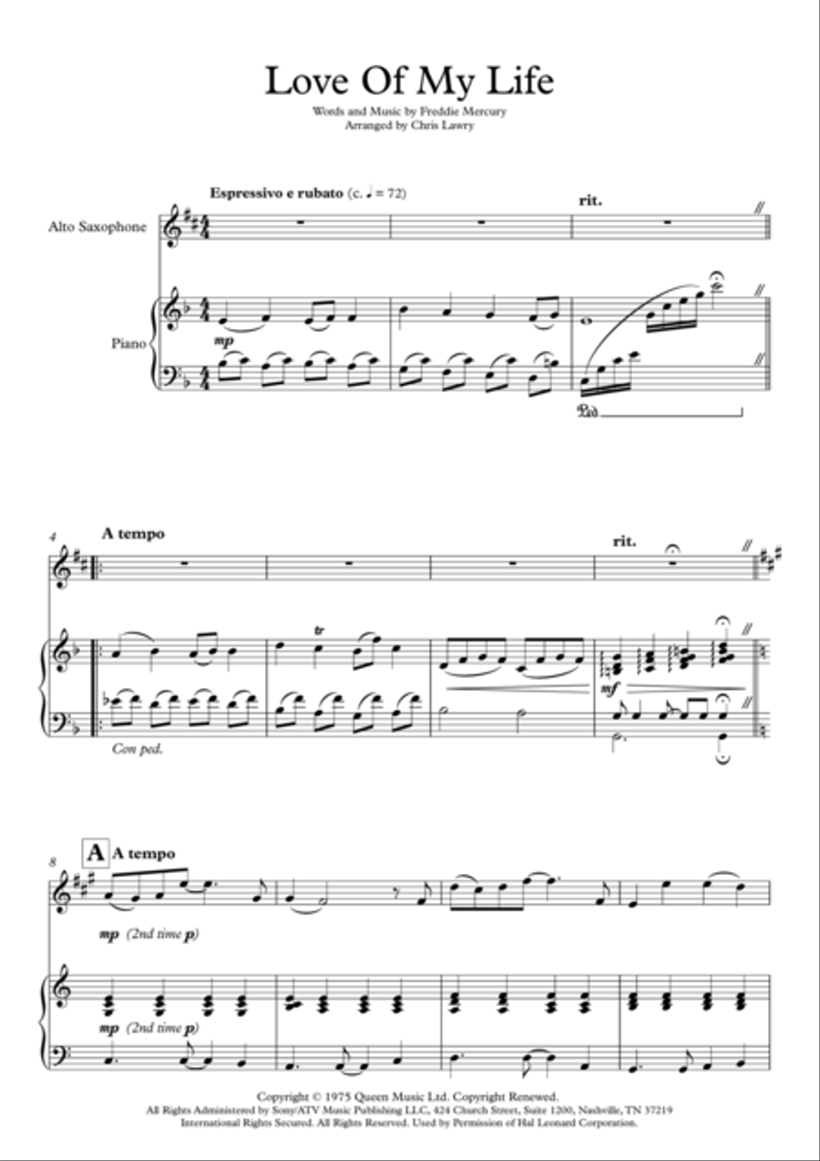 Love Of My Life Woodwind Duet scores gallery preview page 1