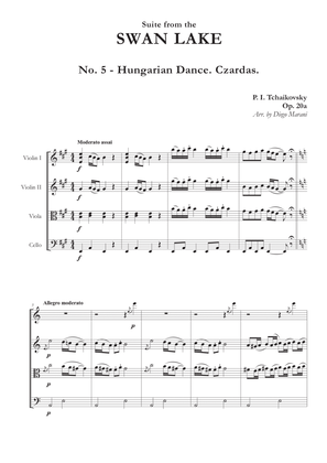 "Hungarian Dance. Czardas" from Swan Lake Suite for String Quartet