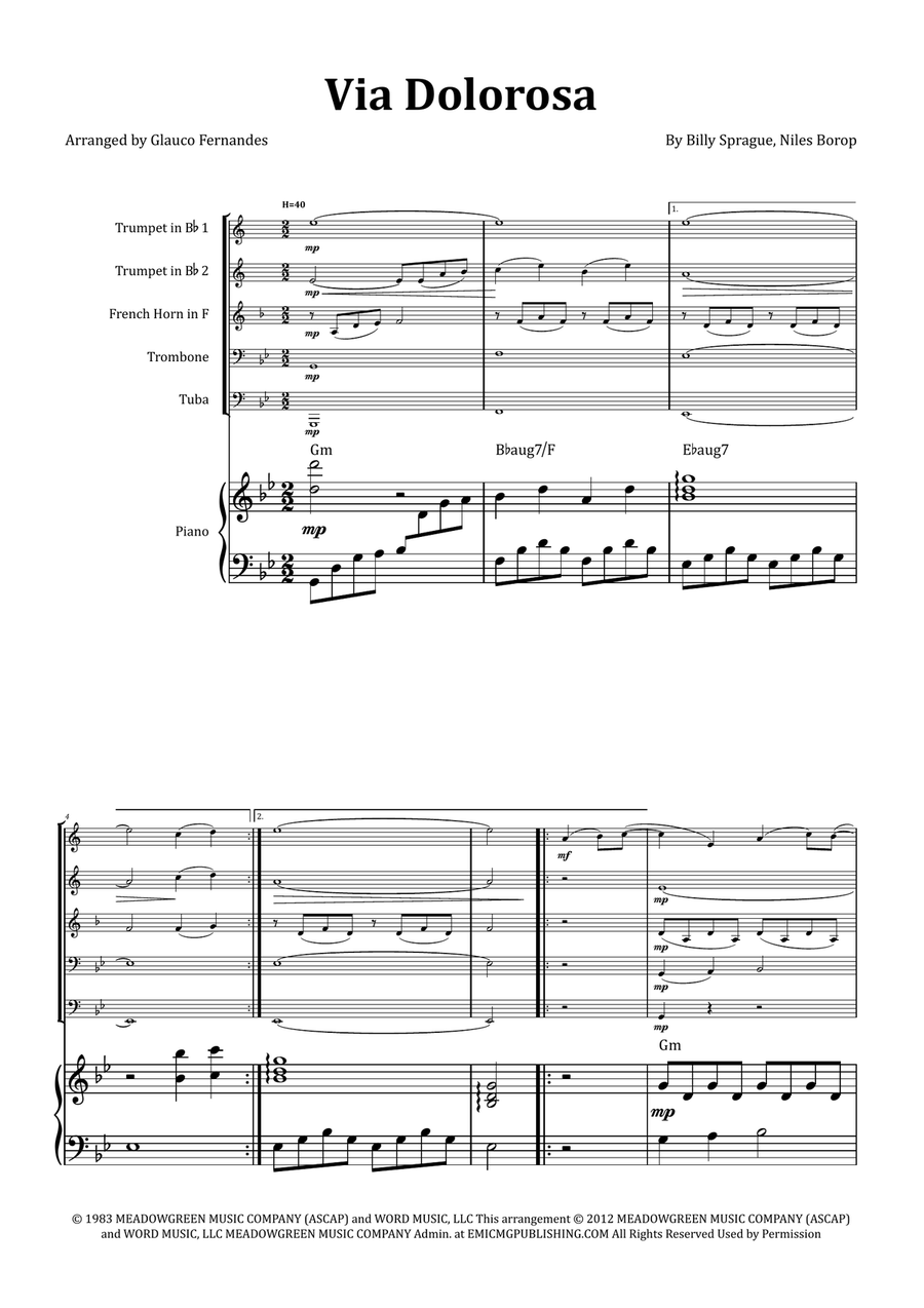 Via Dolorosa Brass Quintet scores gallery preview page 1