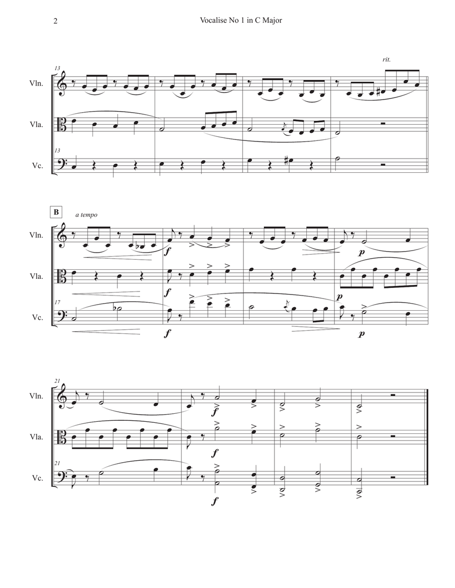 Vocalise No 1 in C Major String Trio scores gallery preview page 2
