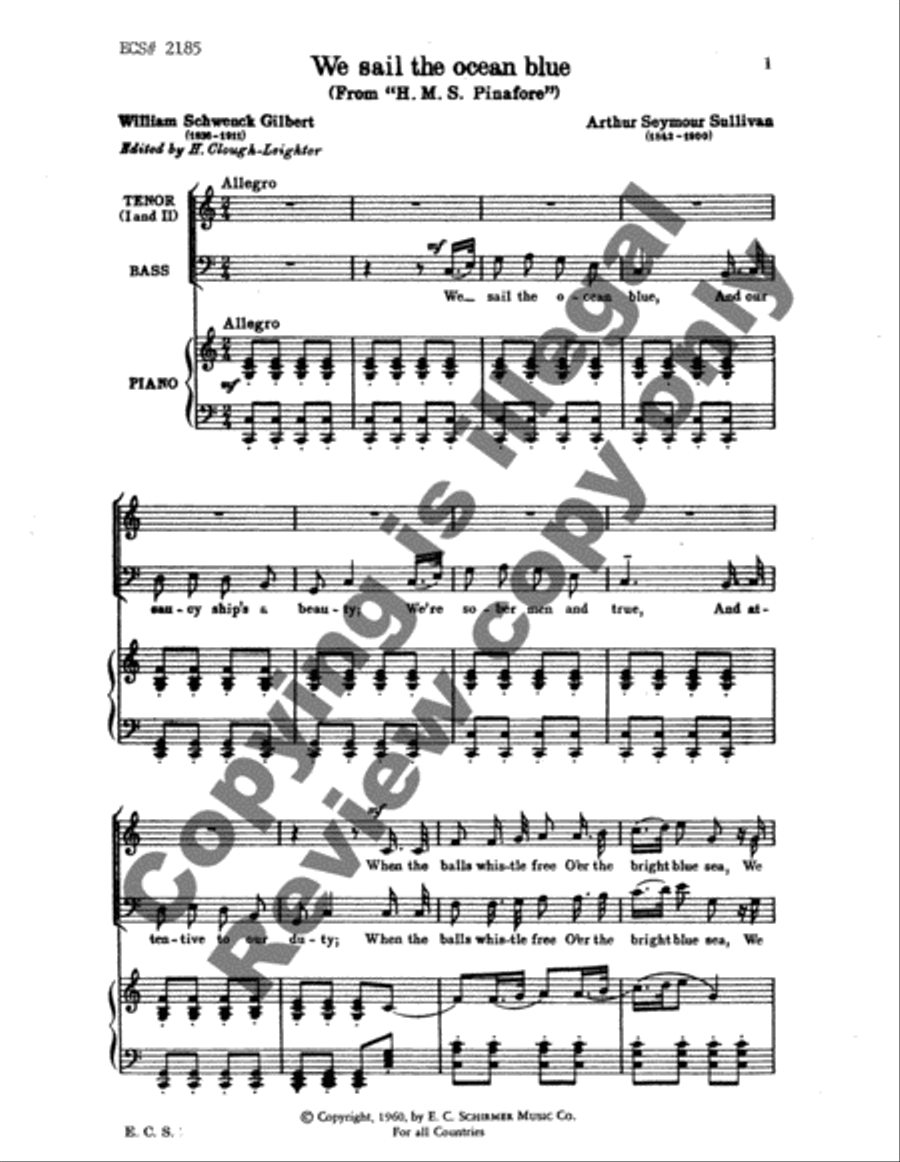 HMS Pinafore: We Sail the Ocean Blue TTBB scores gallery preview page 3