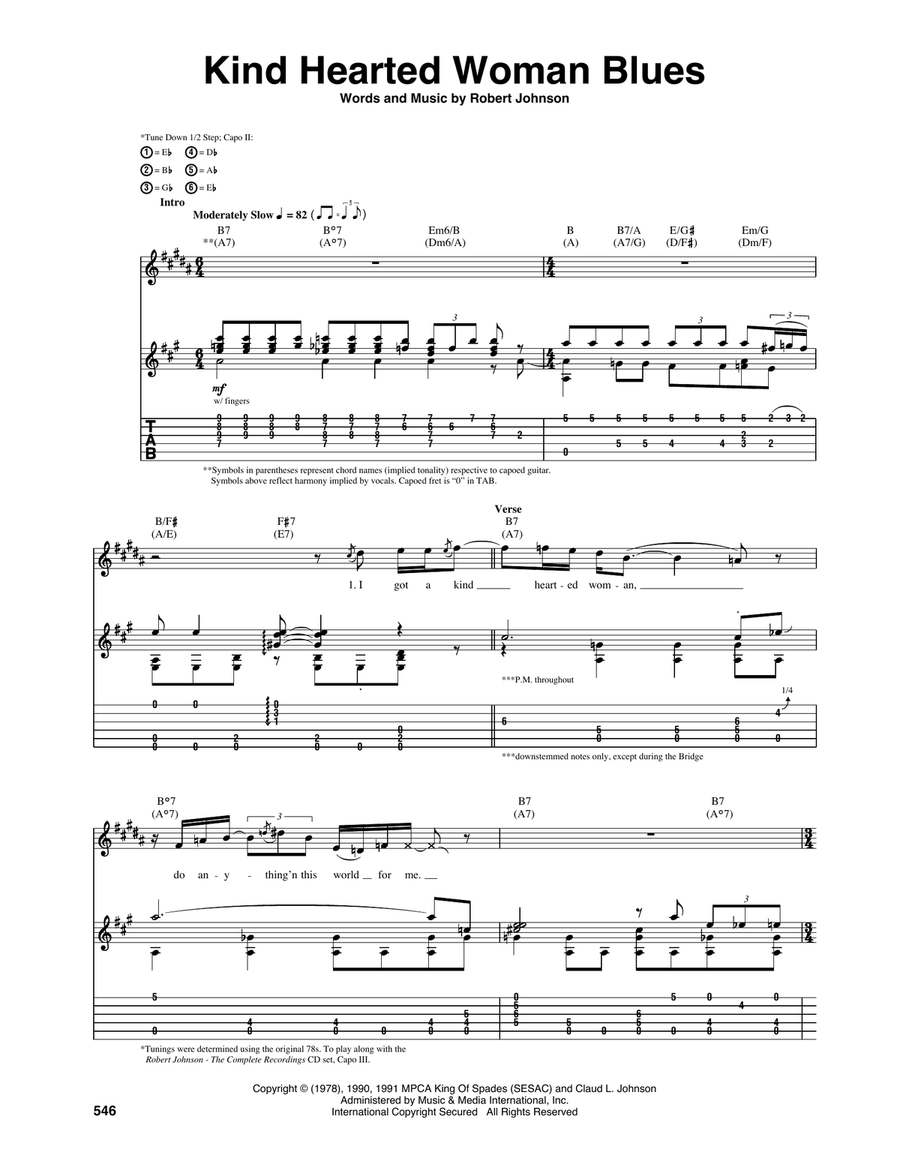 Kind Hearted Woman Blues Acoustic Guitar scores gallery preview page 1