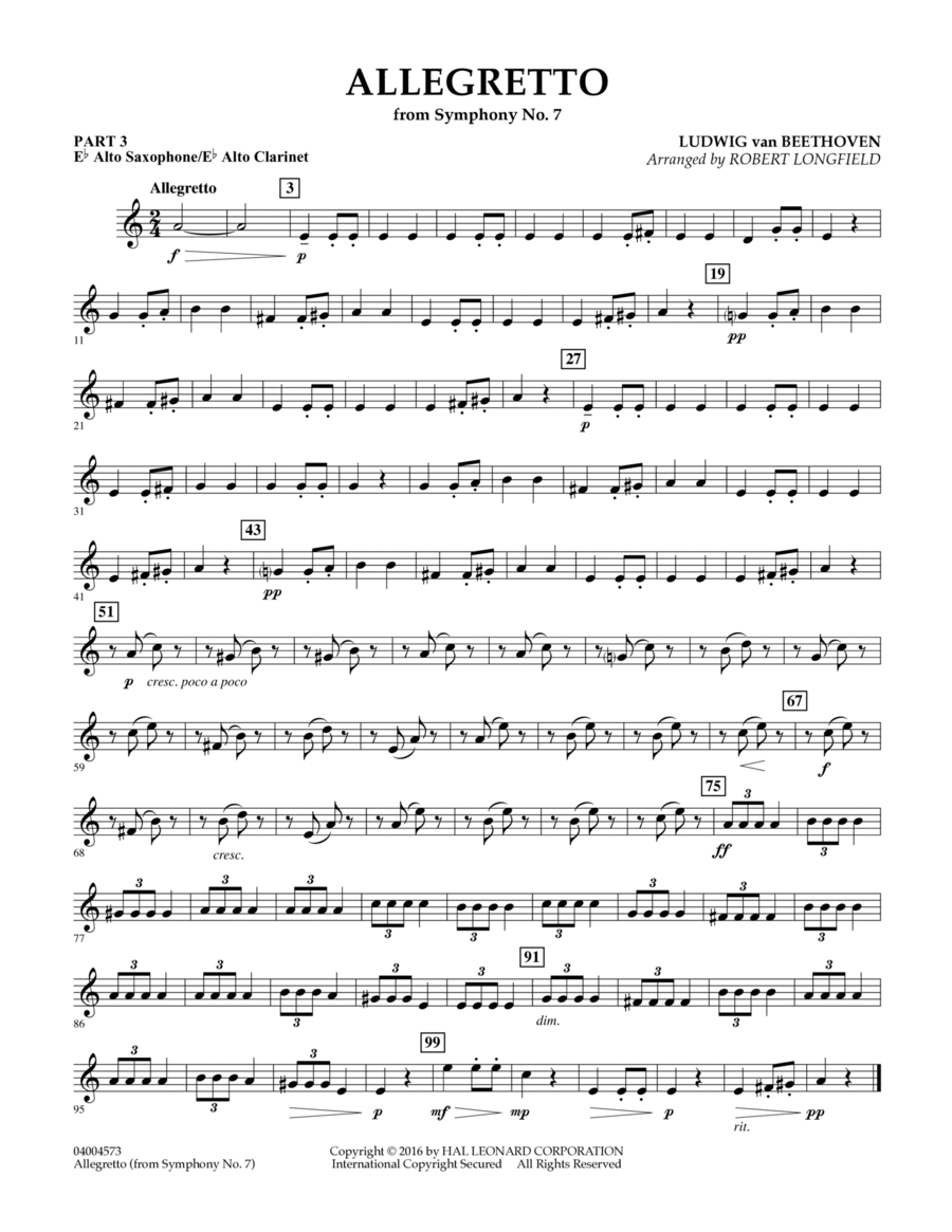 Allegretto (from Symphony No. 7) - Pt.3 - Eb Alto Sax/Alto Clar.