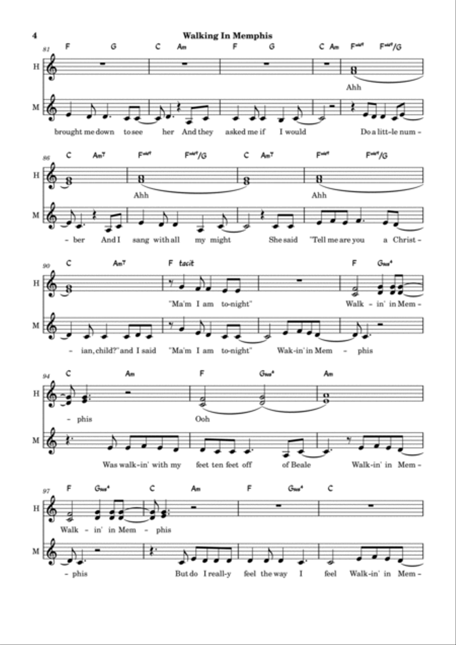 Walking In Memphis Guitar scores gallery preview page 4