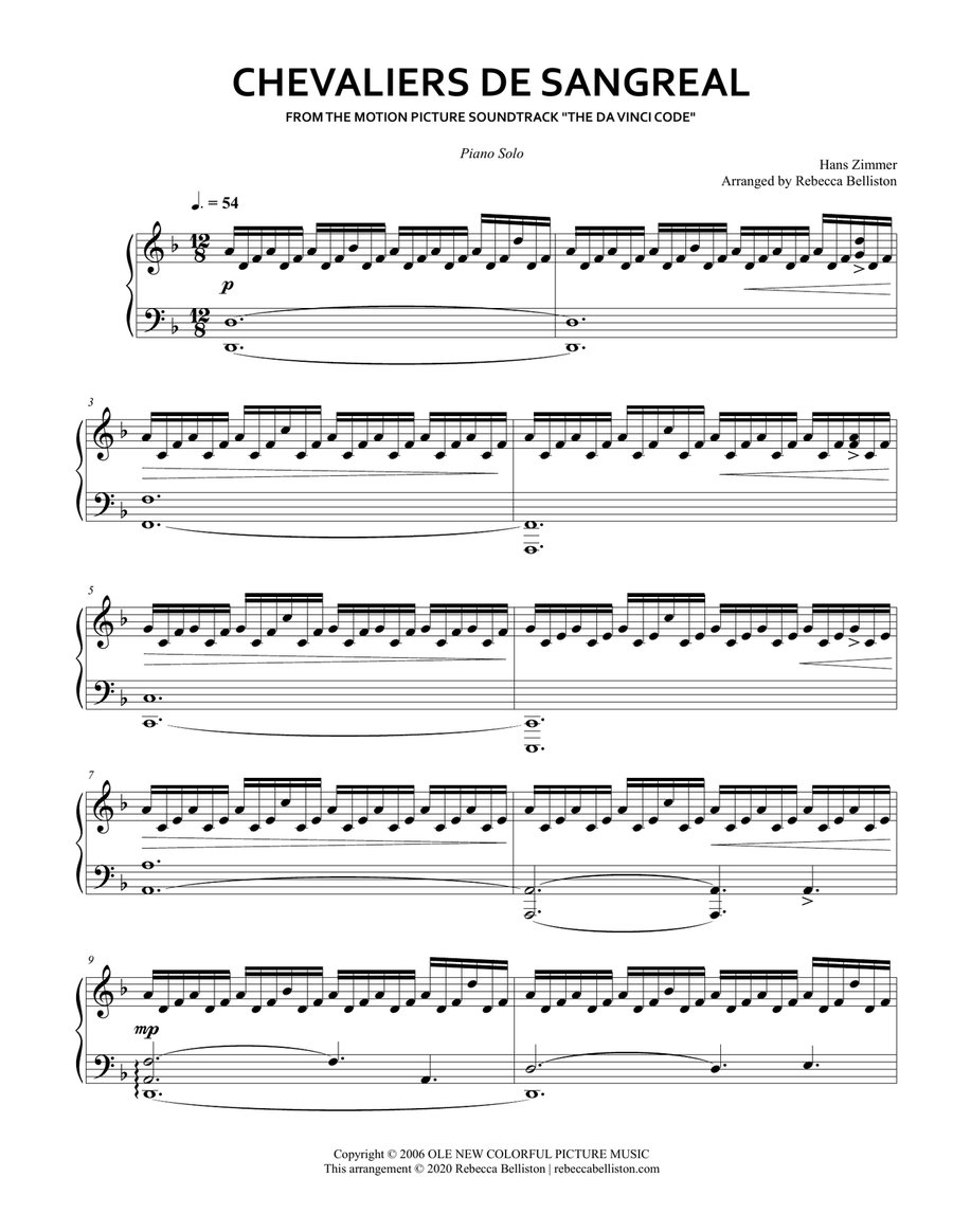 Chevalier De Sangreal Piano Solo scores gallery preview page 1