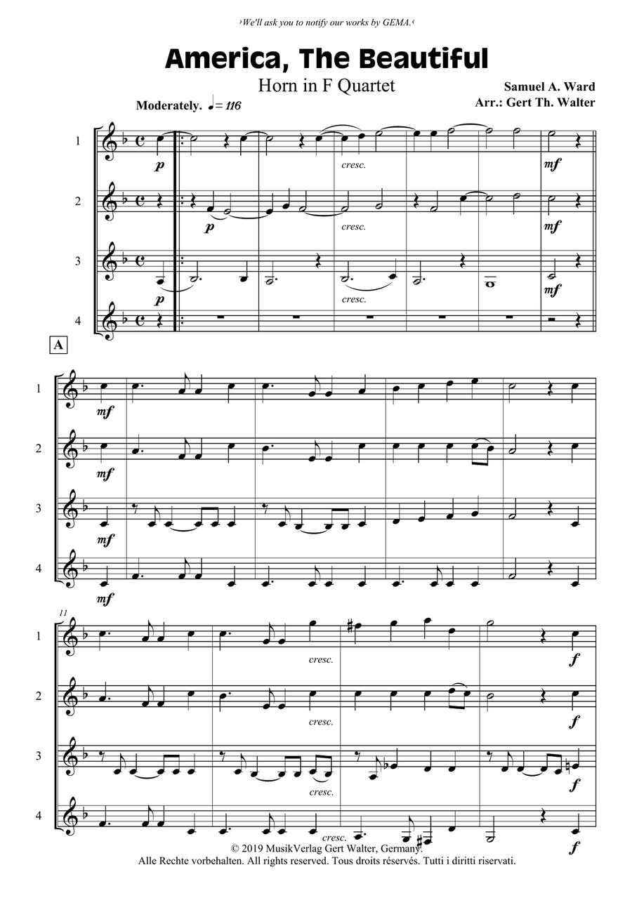 America, The Beautiful Horn scores gallery preview page 1