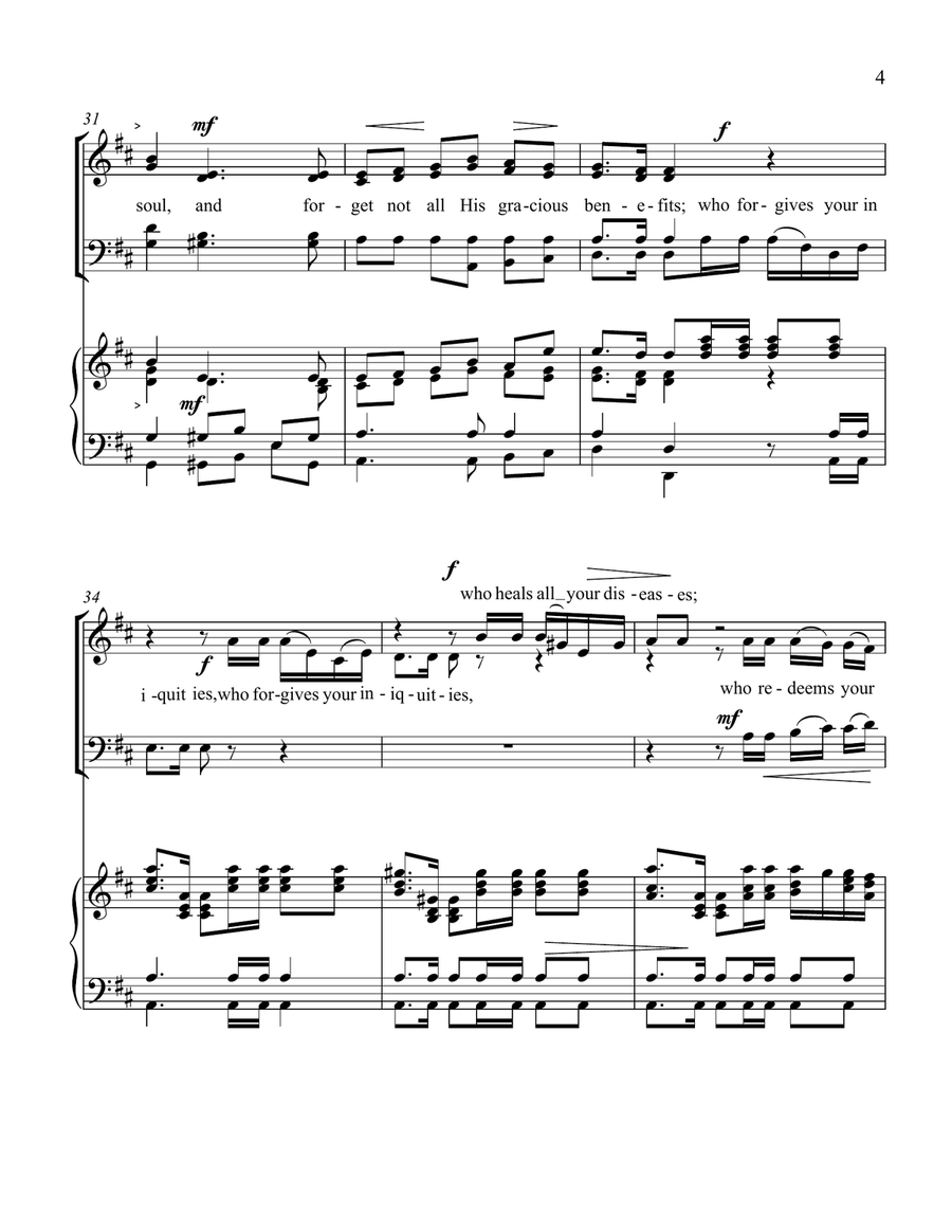 Bless The Lord, O My Soul 4-Part scores gallery preview page 4