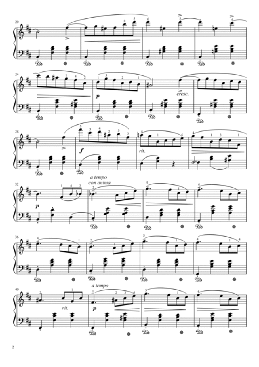 Chopin Waltz Op.69 No. 2 in B Minor Minor With Finger Piano Solo scores gallery preview page 2