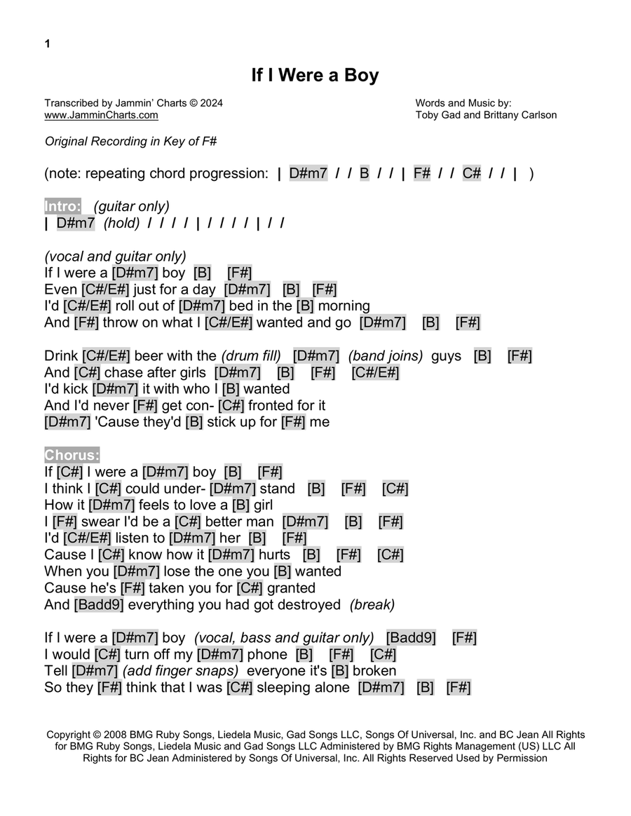 If I Were A Boy If I Were A Boy Acoustic Guitar scores gallery preview page 1
