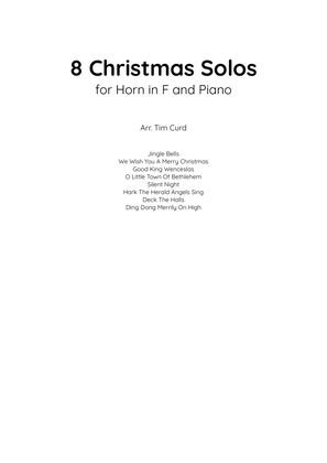 Book cover for 8 Christmas Solos for Horn in F and Piano