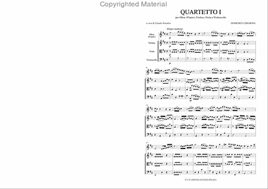 Quartet No. 1 in D Major for Oboe (Flute), Violin, Viola and Violoncello