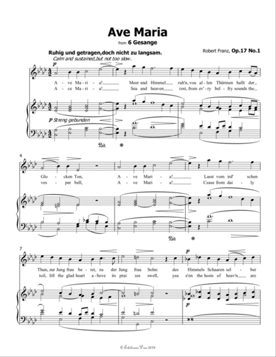 Ave Maria, by Robert Franz, in A flat Major Voice scores gallery preview page 3