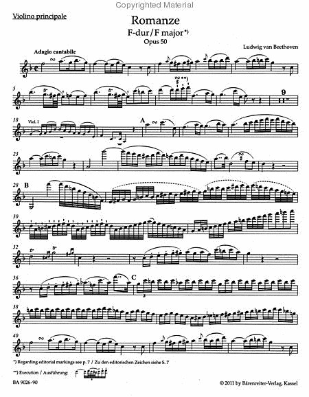 Romances in F major and G major for Violin and Orchestra, op. 50, 40