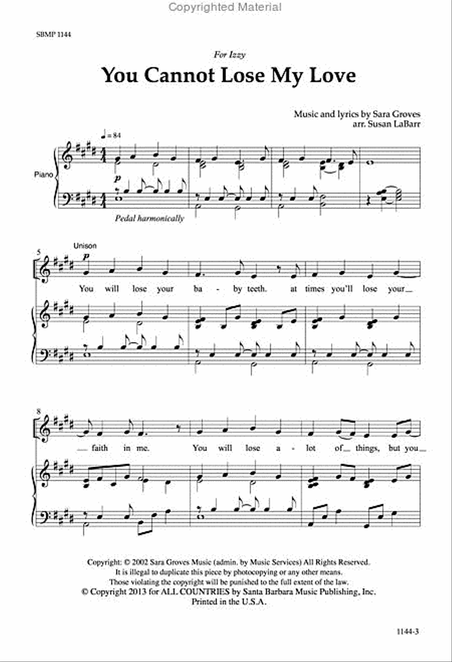 You Cannot Lose My Love - SA Octavo SA scores gallery preview page 2