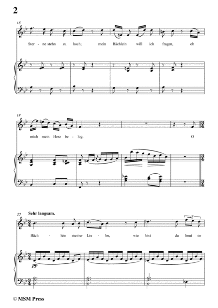 Schubert-Der Neugierige,from 'Die Schöne Müllerin',Op.25 No.6,in B flat Major,for Voice&Piano Voice scores gallery preview page 4