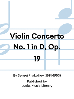 Book cover for Violin Concerto No. 1 in D, Op. 19