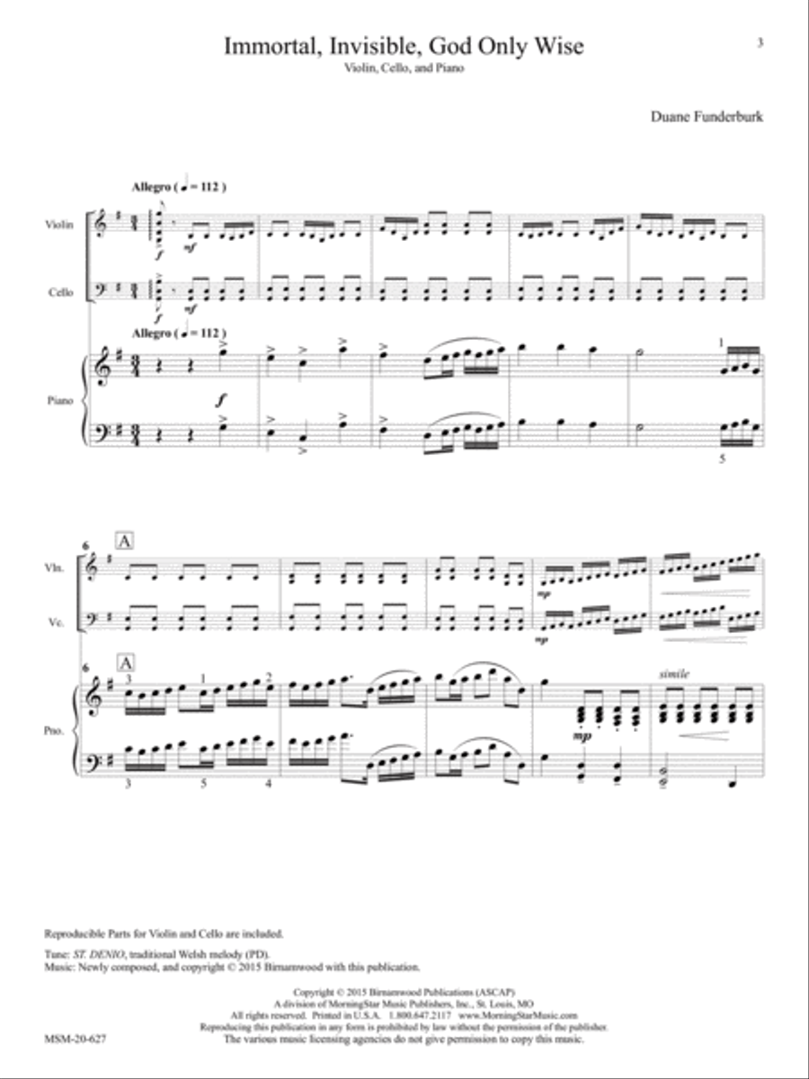 Immortal, Invisible, God Only Wise Piano Trio scores gallery preview page 3