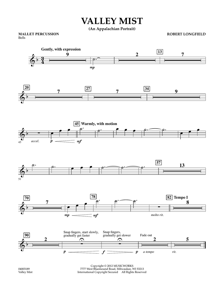 Valley Mist (An Appalachian Portrait) - Mallet Percussion Concert Band scores gallery preview page 1