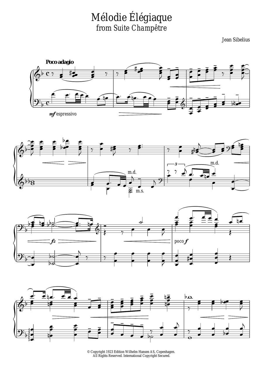 Suite Champetre, Op.98B - II. Melodie Elegiaque Piano Solo scores gallery preview page 1
