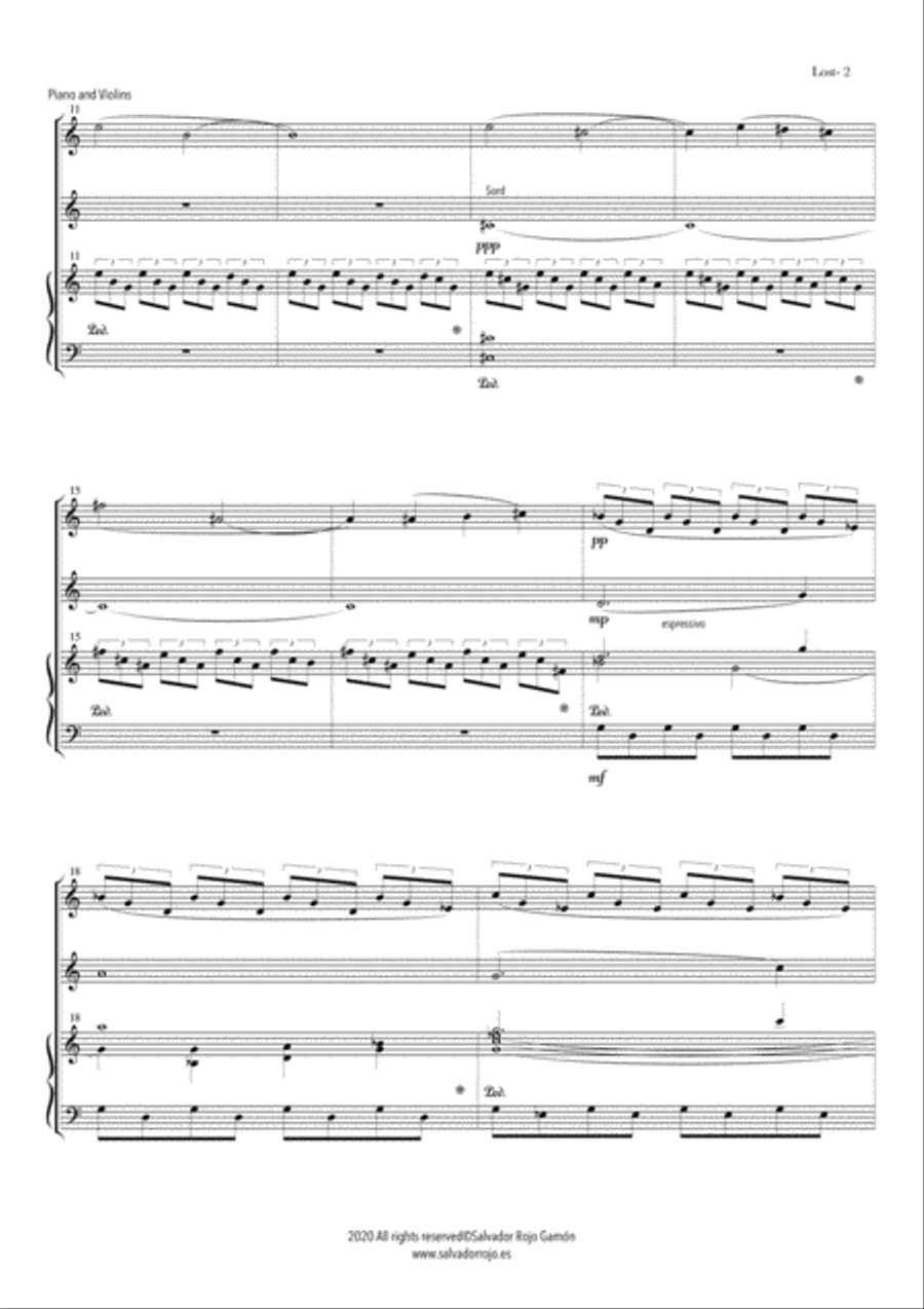 Lost for two Violins & Piano Violin scores gallery preview page 2
