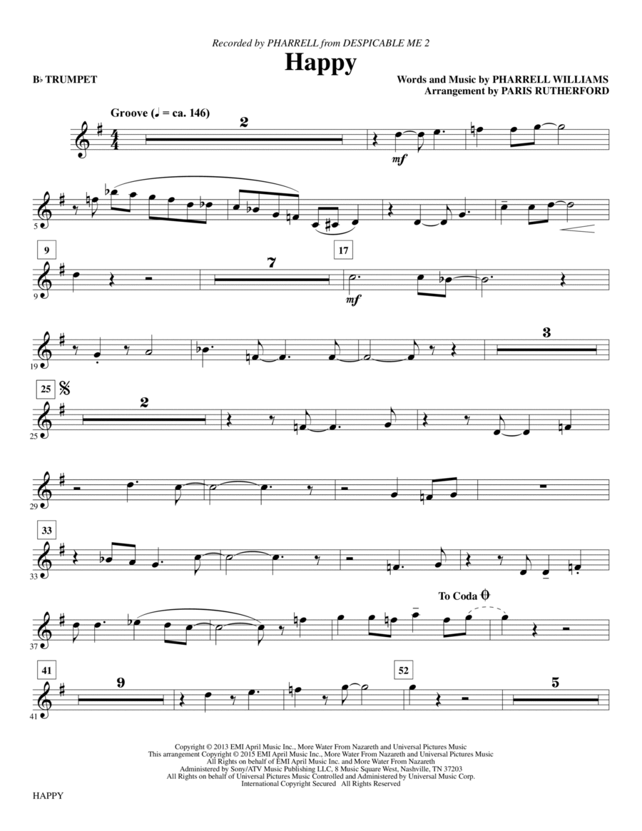 Happy (arr. Paris Rutherford) - Bb Trumpet