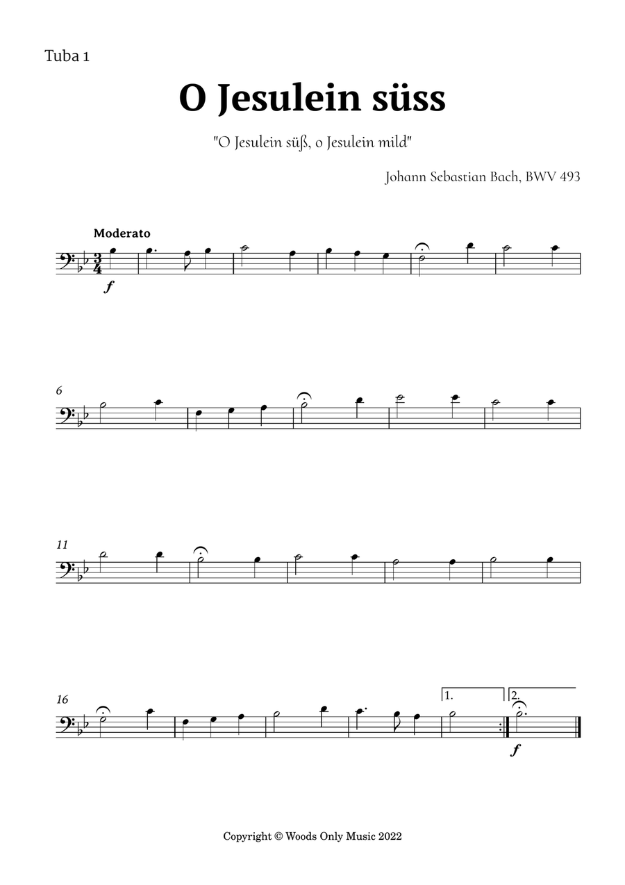 O Jesulein süss by Bach for Tuba Quartet Tuba Quartet scores gallery preview page 3