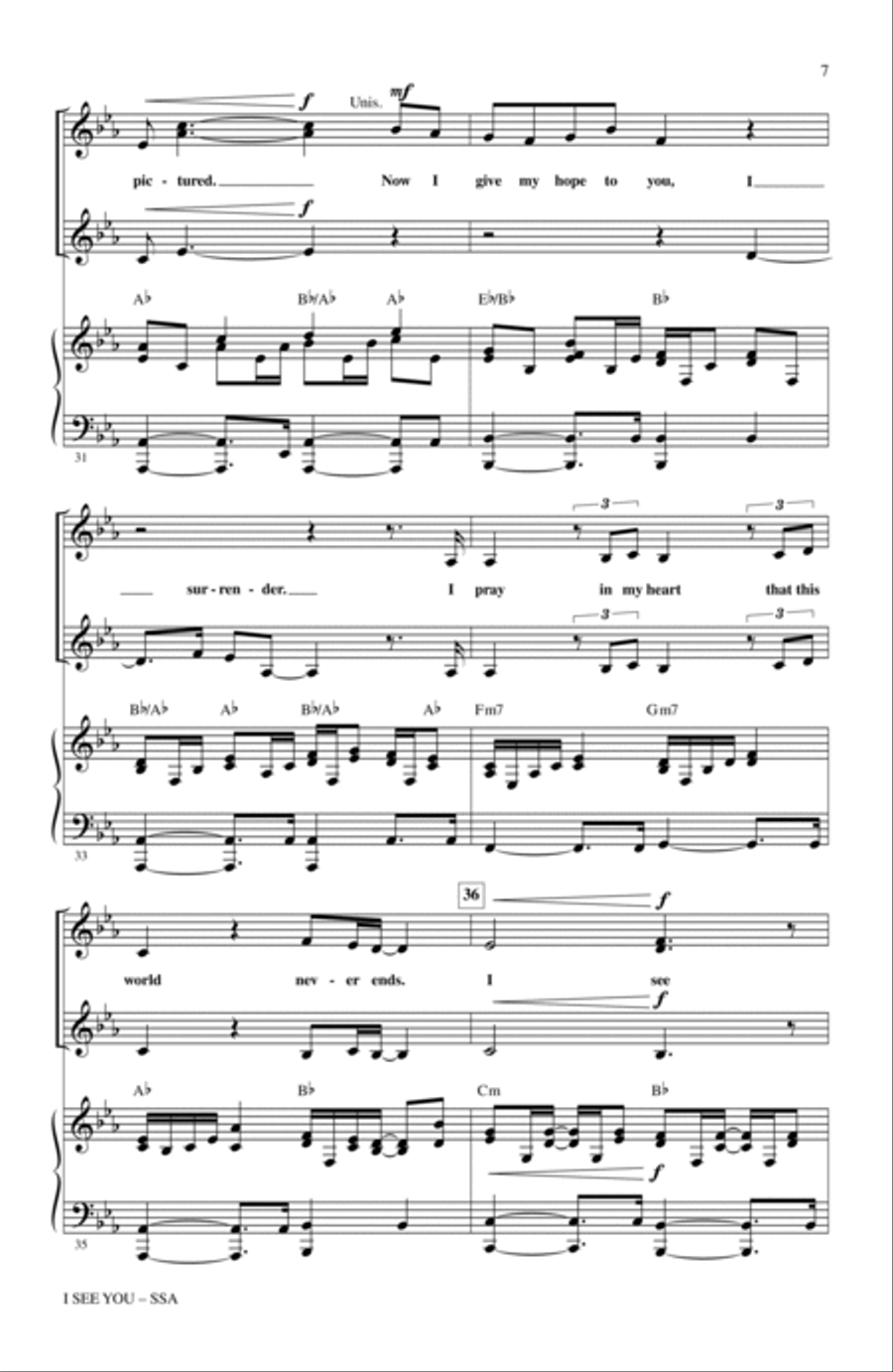 I See You (Theme from Avatar) SSA scores gallery preview page 6