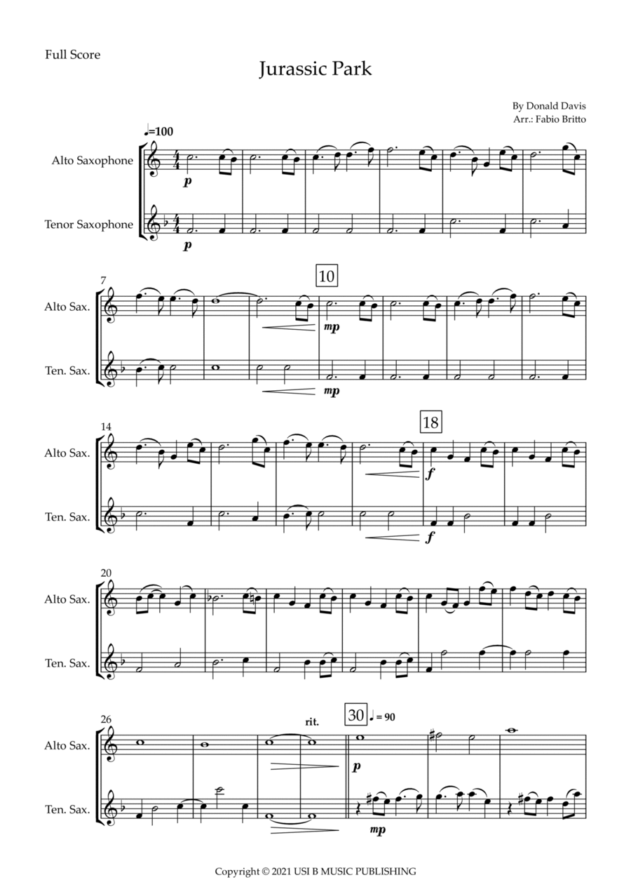 Jurassic Park Iii Jurassic Park Iii Woodwind Duet scores gallery preview page 1