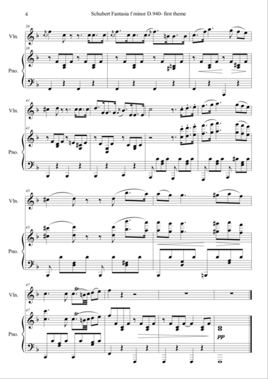 Fantasia f minor D.940 1st Theme Violin Solo scores gallery preview page 4