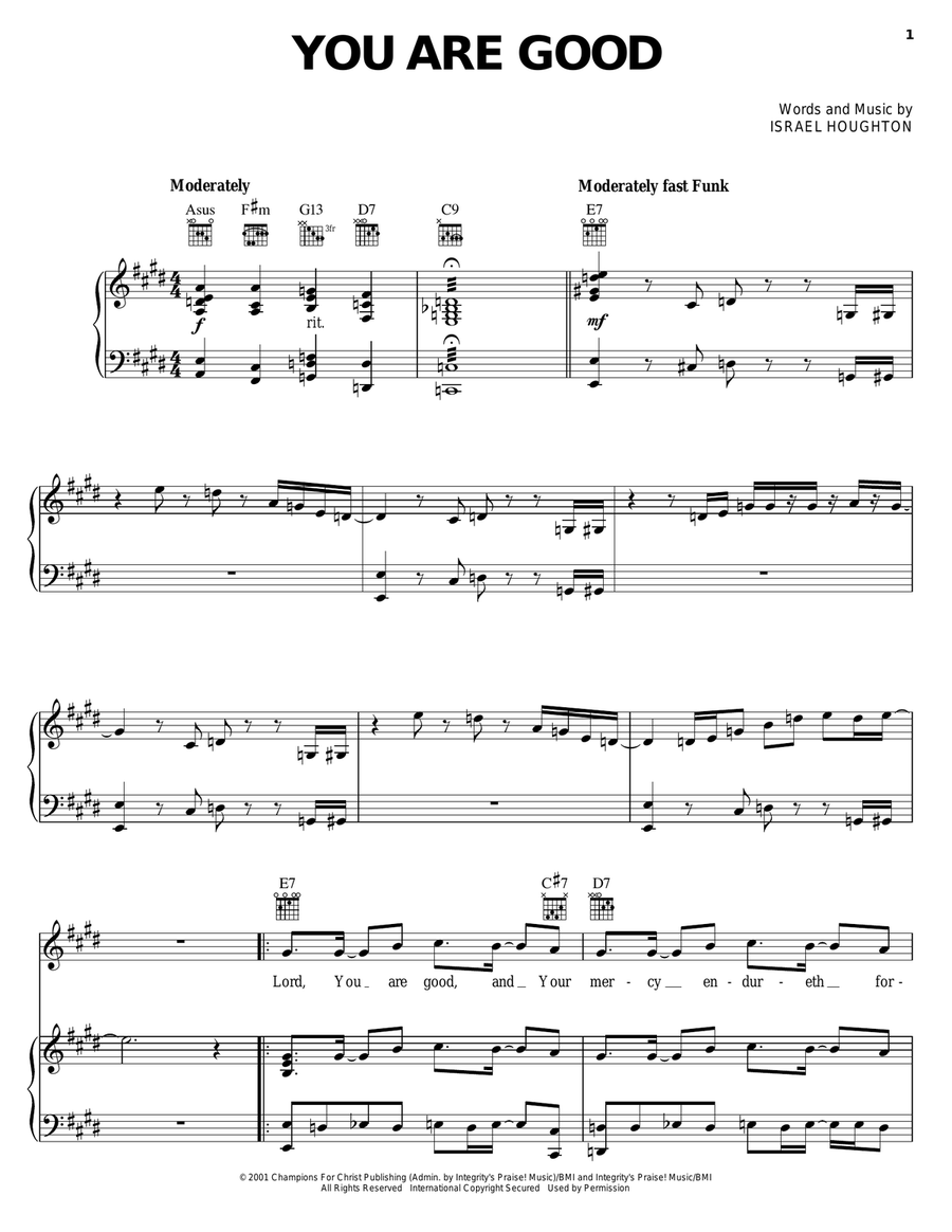 You Are Good You Are Good Piano, Vocal, Guitar scores gallery preview page 1