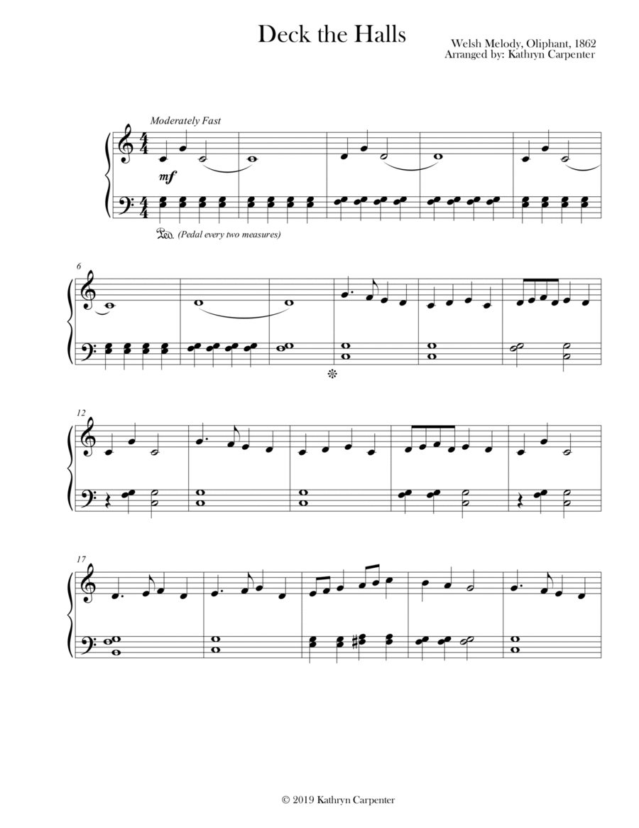 Deck the Halls (Easy Piano) Easy Piano scores gallery preview page 1