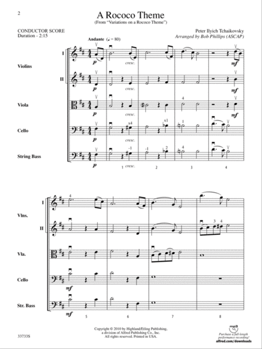 A Rococo Theme: Score A Rococo Theme: Score String Orchestra scores gallery preview page 2