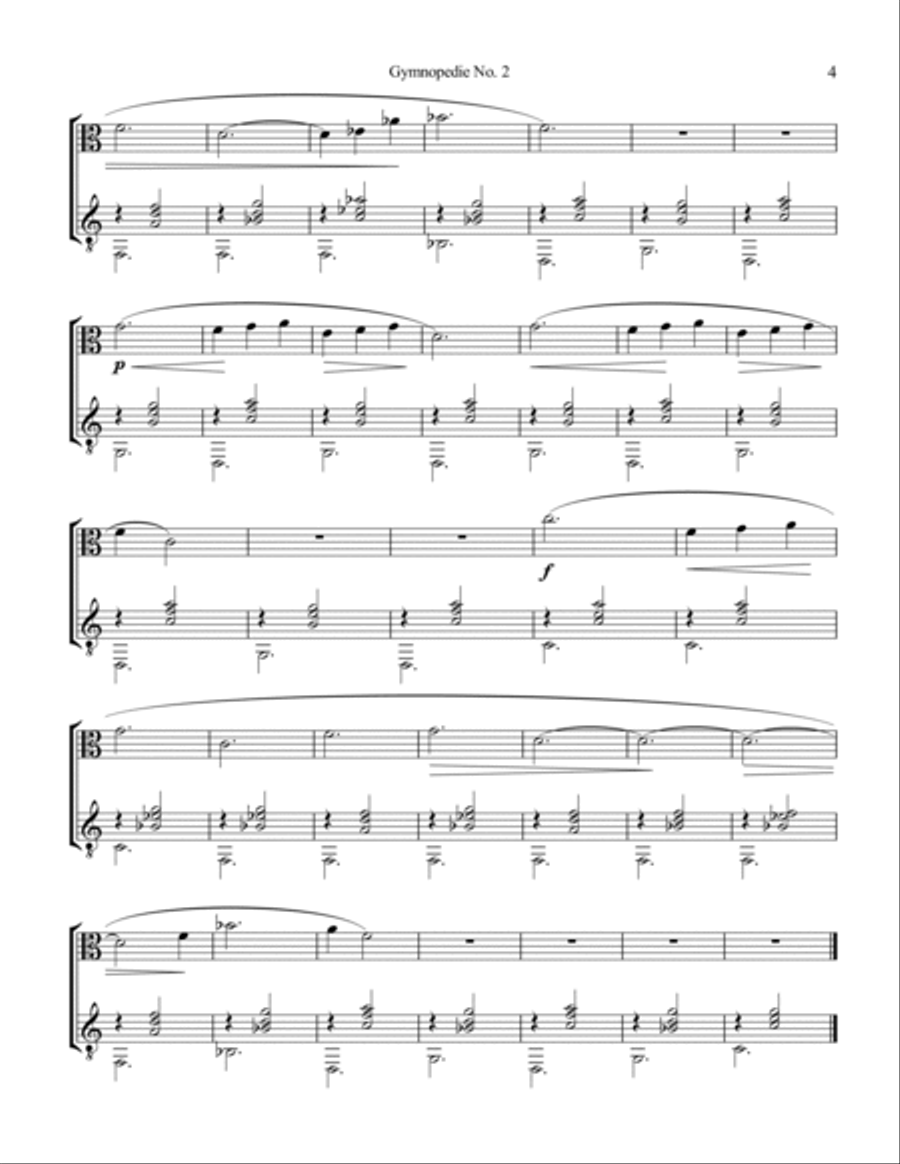 Gymnopedie (1,2,3) for viola and guitar String Duet scores gallery preview page 5