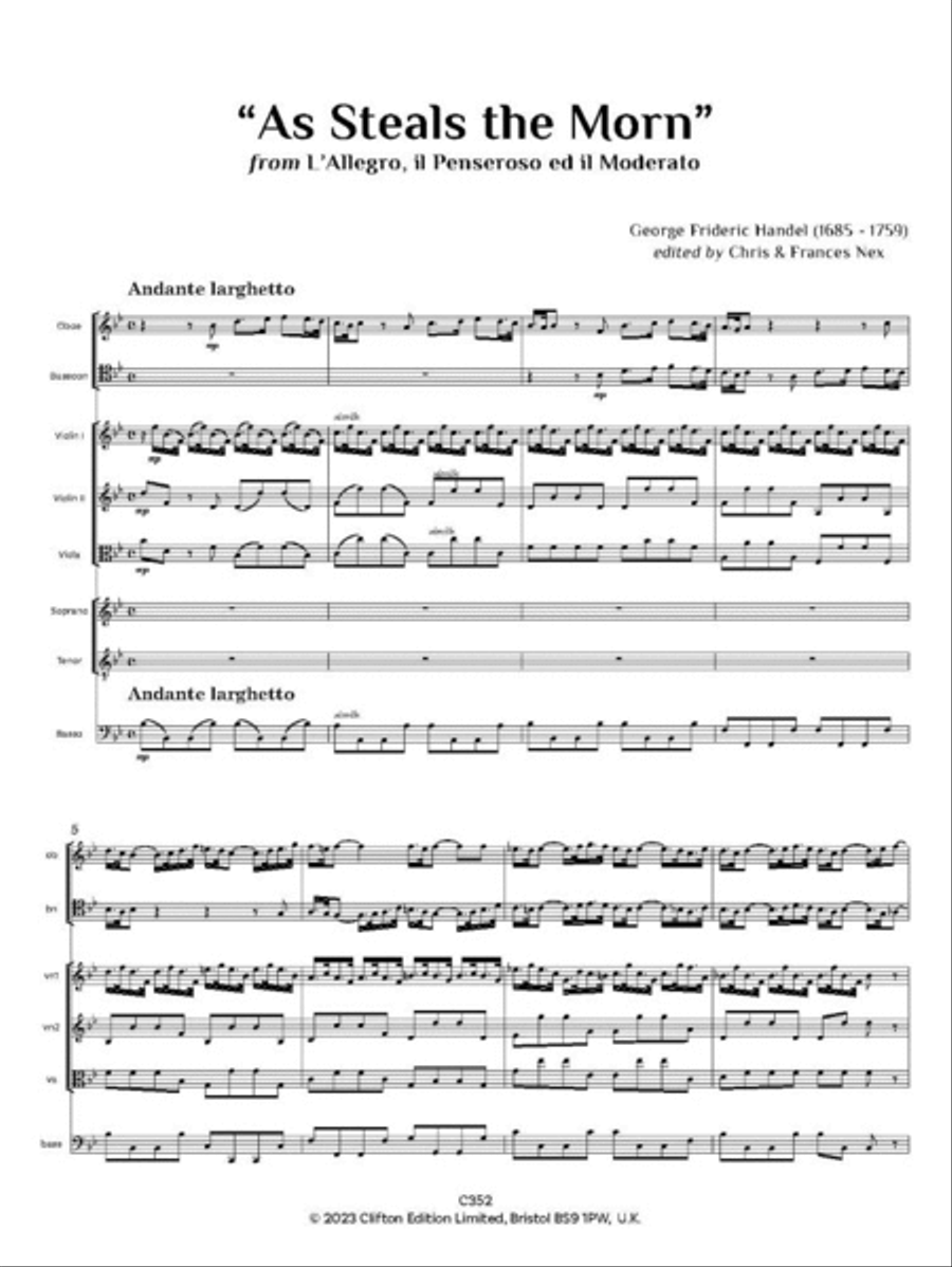 As Steals the Morn from L'Allegro, il pensoroso ed il Moderato Voice Solo scores gallery preview page 4