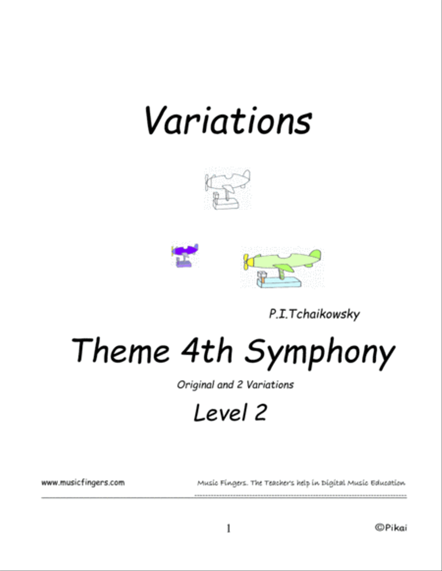 Theme 4th Symphony. P.I. Tchaikowsky. Lev. 2. Variations Piano Method scores gallery preview page 1